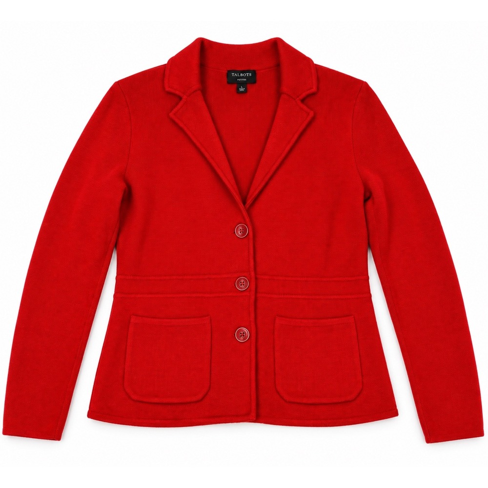 Talbots Pure Merino Wool Blazer Women's S Red Knit Jacket Preppy Classiccore